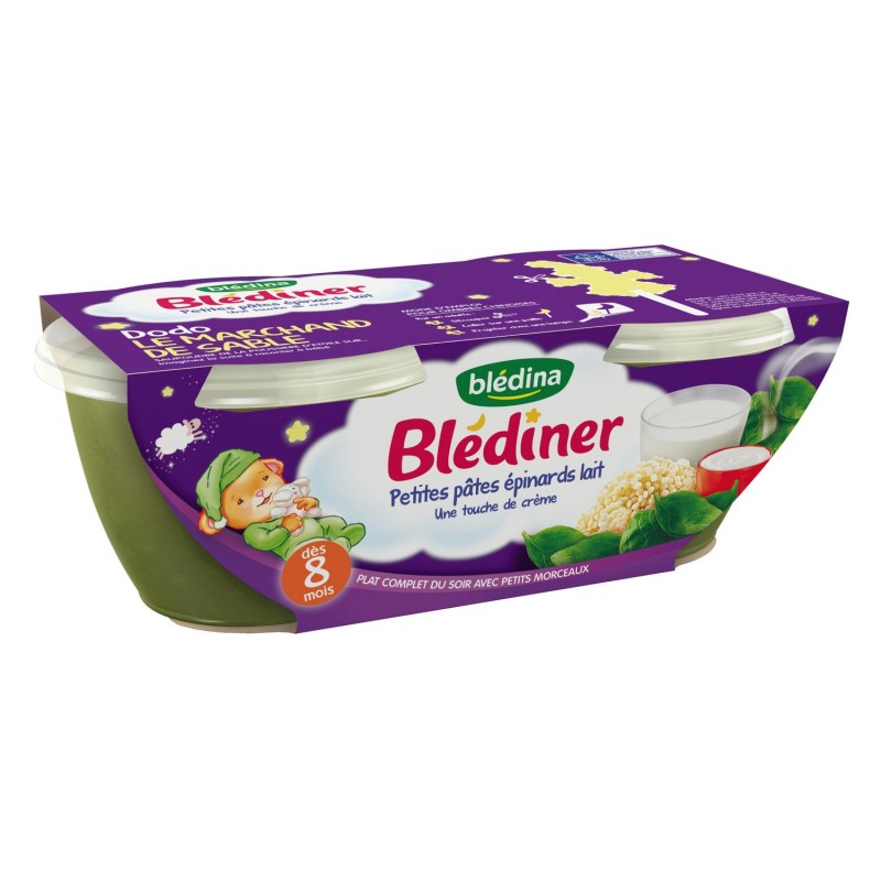 Blédiner baby dishes 8 months spinach pasta milk BLEDINA