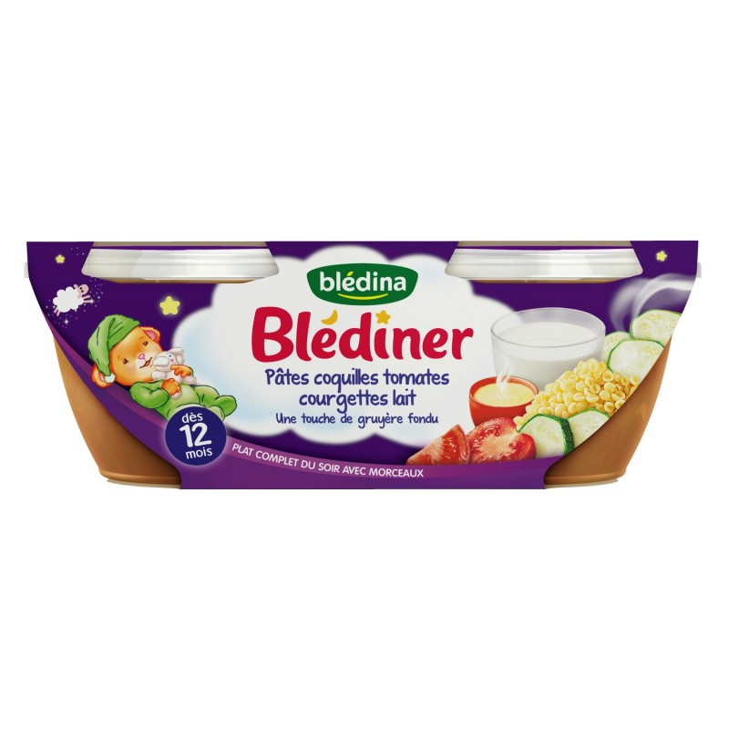 Plats bébé Blédiner dès 12 mois, pâtes tomates courgettes BLEDINA
