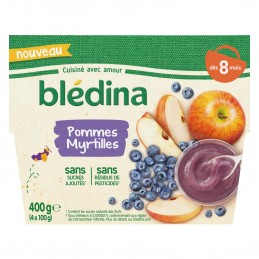 添加了 8 个月大蓝莓苹果蜜饯的婴儿甜点BLEDINA