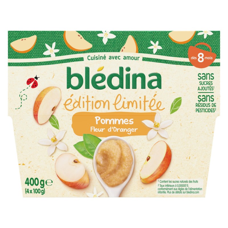 Dessert bébé dès 8 Mois compote de pomme & fleur d'oranger BLEDINA