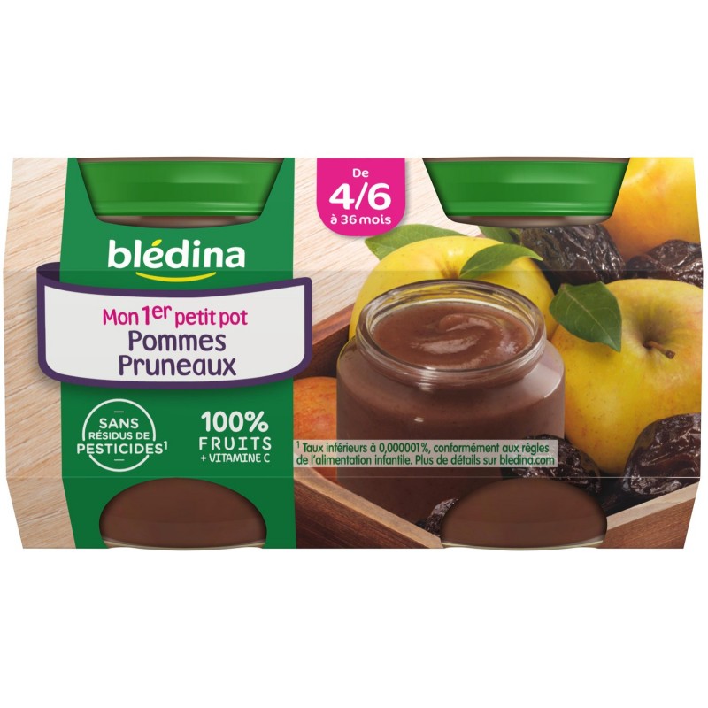 Compotes bébé dès 4 mois pomme pruneaux BLEDINA