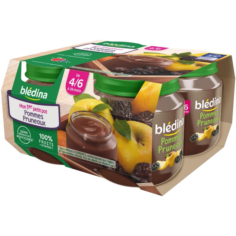 Compotes bébé dès 4 mois pomme pruneaux BLEDINA