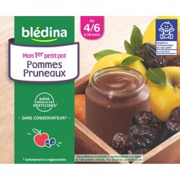 BLEDINA POT FRUITS 4x130g Pommes Pruneaux - Dès 4/6 mois - Drive Z