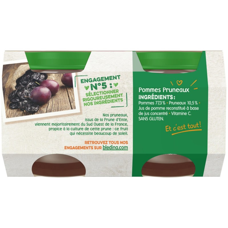 Compotes bébé dès 4 mois pomme pruneaux BLEDINA