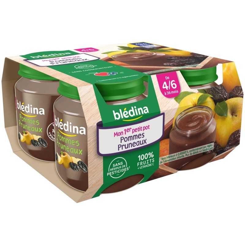 Compotes bébé dès 4 mois pomme pruneaux BLEDINA