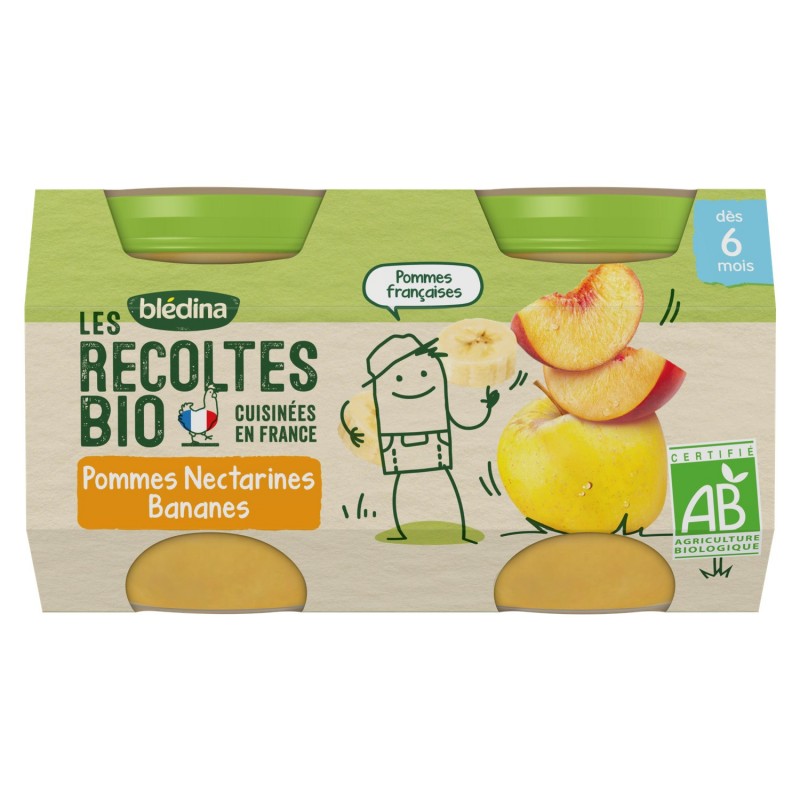 Compotes bébé bio pommes nectarines dès 6 mois BLEDINA