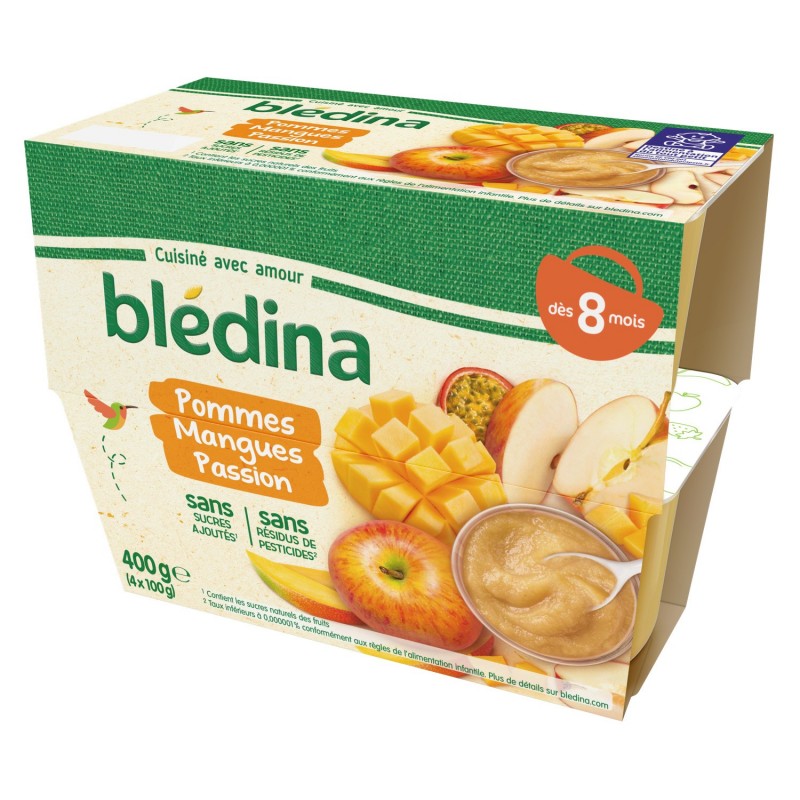 Compotes bébé dès 8 mois, pomme Mangue Passion BLEDINA