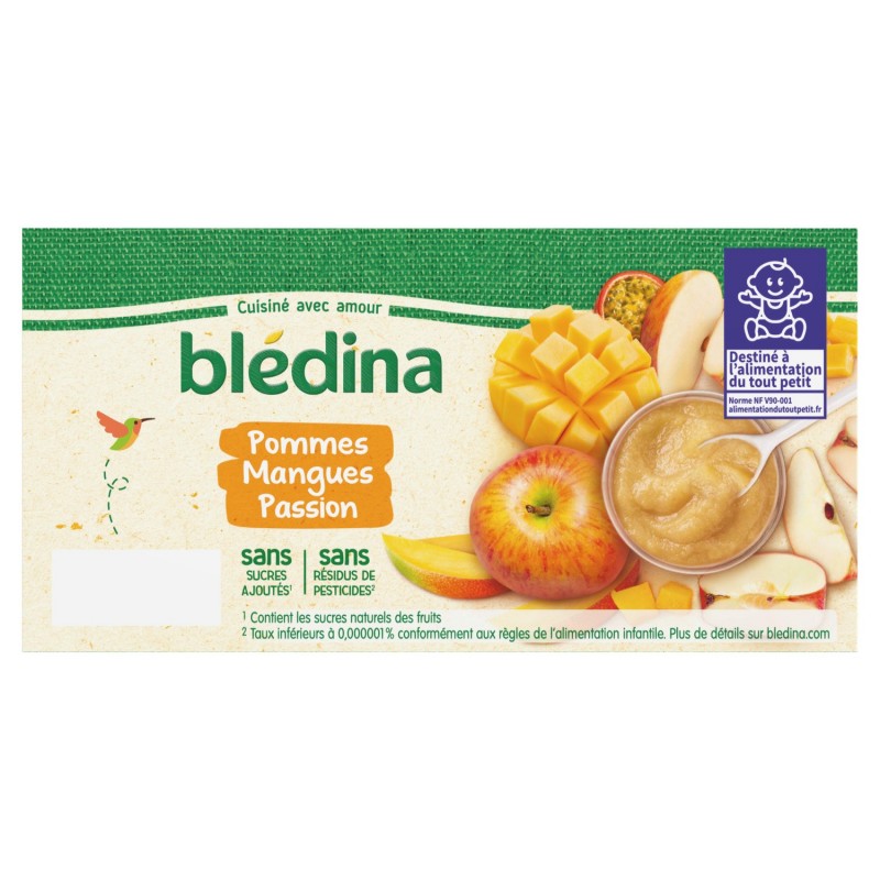Compotes bébé dès 8 mois, pomme Mangue Passion BLEDINA